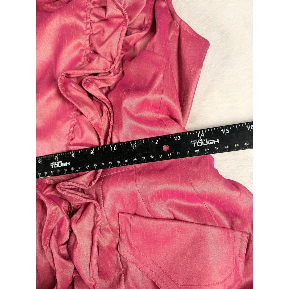 Samuel Dong Dress Womens S Pink Ruffle High Neck Bubble Hem Fit & Flare Party - Picture 13 of 14